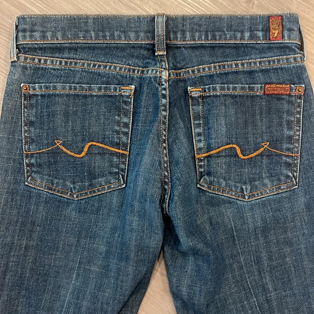7 For All Mankind Bootcut Jeans Dark Wash Low Rise Womens Sz 27 - Picture 8 of 10